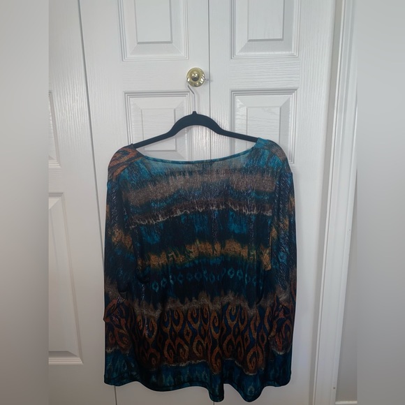 Blue, Brown, and Gold Sparkly Top. - Picture 2 of 5